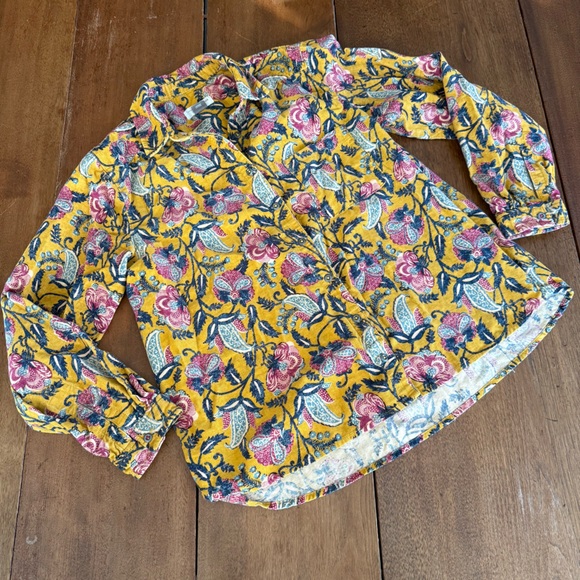 Pilcro Anthropologie Sigourney Corduroy Button-Down Shirt Yellow Floral Sml Boho - Picture 8 of 16